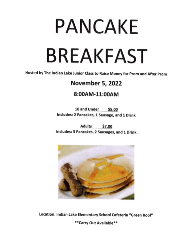 Junior Class Pancake Breakfast Indian Lake Schools